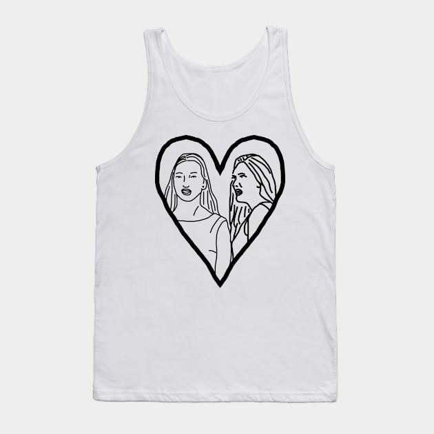 Distracted Boyfriend Meme Valentine Outline Tank Top by ellenhenryart